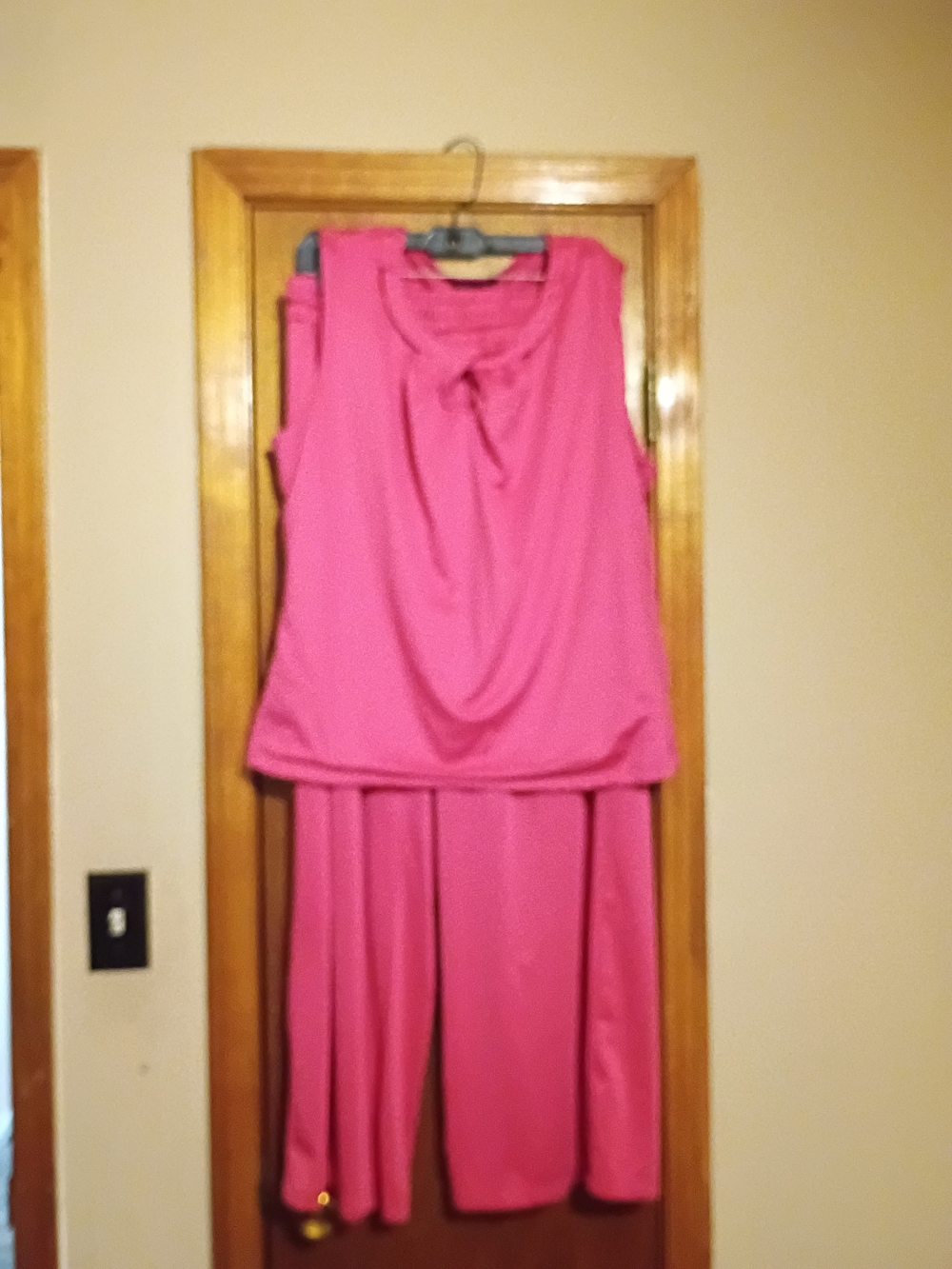Sleeveless Pink Draped Women’s Flare Leg Pants Set